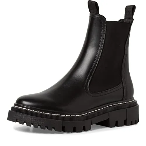 Tamaris Damen Chelsea Boots, Frauen Stiefeletten,Wechselfußbett,uebergangsstiefel,Schlupfstiefel,flach,Boots,Stiefel,Bootee,Black,43 EU
