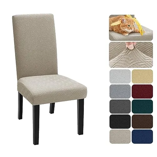 XINEAGE Stuhlhussen 6er Set, Stretch Stuhlhussen für Esszimmerstühle, Universale Stuhlhussen Waschbar Abnehmba für Hotel, Zeremonie, Bankett, Restaurant, Zuhause (Khaki)