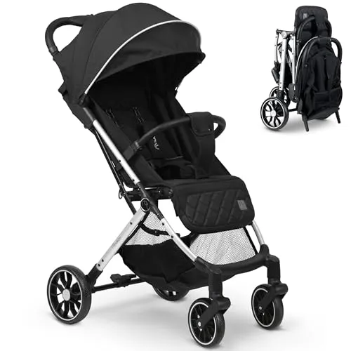 Paseo Nukido Kinderwagen - Leicht zusammenklappbarer Buggy für Reisen, ideal als Handgepäck. Mit 360°-Rädern, hervorragender Federung und verstellbarem Rückenteil für höchsten Komfort und Sicherheit.