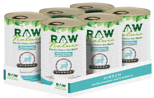 RAW Nature Nassfutter Hirsch mit Möhren & Amaranth als Monoprotein