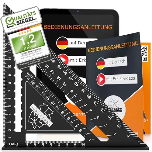 Zimmermannswinkel MULTIFUNKTIONAL mit Erklärvideos in schwarz von -Meister-Deutschland