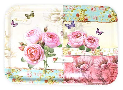 Lashuma Dekotablett eckig - England Rosen Design, 45x31 cm - Servierplatten mit stilvollem Rosenmotiv, ideal für Feinschmecker und Hobby-Kellner. Dieses große Melamintablett ist praktisch und verleiht Ihren Speisen das gewisse Etwas!