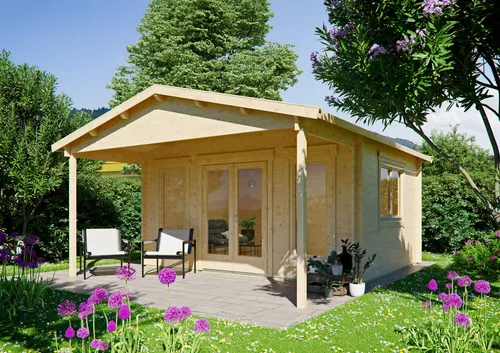 Gartenhaus Modell Julia 44 A – Robustes Gartenhaus aus Fichte - Massives Gartenhaus mit 44mm Wandbohlen, ideal für verschiedene Wetterbedingungen. Hochwertige Verarbeitung und individuelle Anpassungsmöglichkeiten machen es zur perfekten Ergänzung für Ihren Garten.
