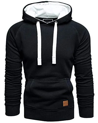 Amaci&Sons Herren Basic Kontrast Kapuzenpullover - Stylischer Hoodie in Schwarz M - Bequemer Herren Hoodie von Amaci&Sons mit Kontrastdetails, ideal für lässige Outfits und den täglichen Gebrauch. Hochwertiger Sweatstoff sorgt für angenehmen Tragekomfort. Perfekt für jede Gelegenheit!  