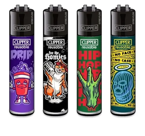 Clipper Feuerzeug 4er Set: (Hip Hop Slogan 1) von sunmondo
