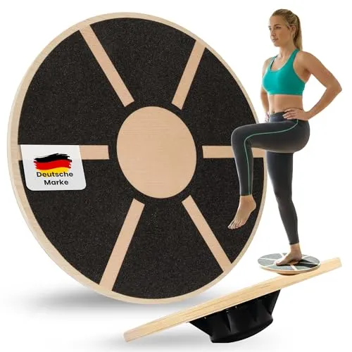 Balance Board Holz Ø 40 cm Wackelbrett Therapiekreisel für Gleichgewicht, Balancebrett Balance Training & Physiotherapie Balanceboard Erwachsene & Kinder bis 120kg