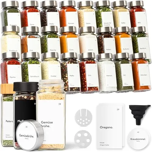 KIVY Gewürzgläser Eckig mit Streueinsatz [24x120ML] von KIVY