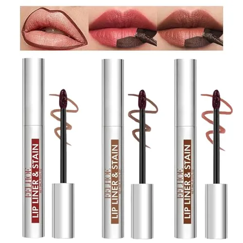 Pakivs 3Pcs Peel Off Lip Liner Fleck,Langlebiger Tattoo Lipliner,Wasserdichter Peel Off Matte Finish Lippenfleck,Lip Liner Tattoo Hochpigmentierter Lipgloss für Frauen