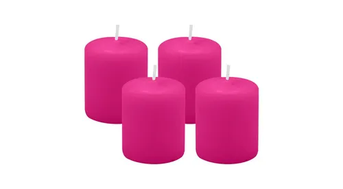 Kopschitz Kerzen Stumpenkerze 4er Set Stumpenkerzen/Adventskranzkerzen Fuchsia Pink Ø 50 x 60 mm