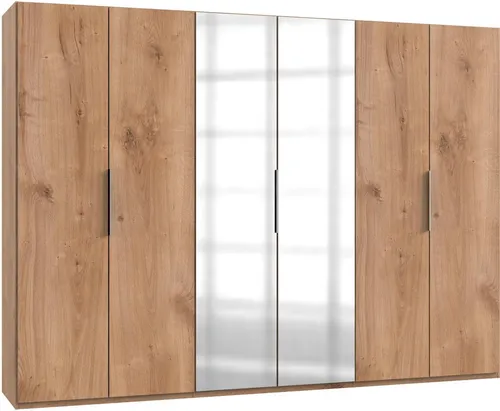 Mid.you Drehtürenschrank Wimex Level 36A - Eiche - Kleiderschrank in Eiche, 300x216x58 cm, mit 3 Fächern und Spiegel, Made in Germany, BQ-Qualität, umfangreiches Zubehör erhältlich.