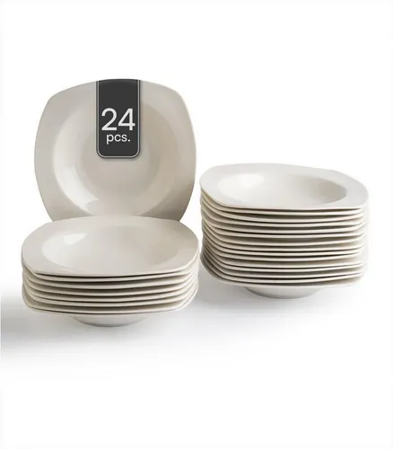 Home4You Suppenteller, B 24 x T 24 cm, Weiß, Bone China, eckig, (24 St)