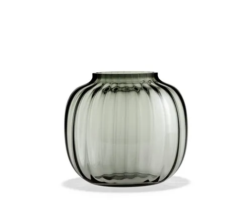 HOLMEGAARD PRIMULA Tischvase - Ovale Glas-Vase in Grau - Elegante Tischvase aus mundgeblasenem Glas, Höhe 17,5 cm, ideal für stilvolle Blumenarrangements und Wohnakzente.
