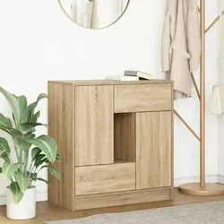 vidaXL Sideboard Sonoma-Eiche 70,5x34x74,5 cm - Kommode mit vielseitigen Aufbewahrungsmöglichkeiten, robustem Holzwerkstoff und stilvollem Design – ideal für jeden Raum und sorgt für Ordnung und Ästhetik.