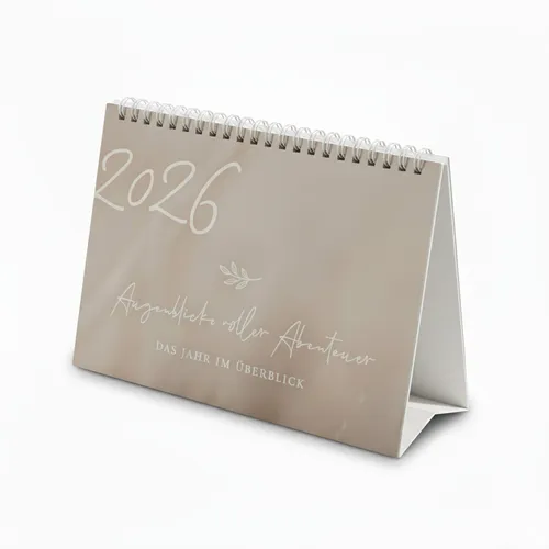 Tischkalender A5 Beige Terminkalender 2026 Aufstellbar mit DE Feiertage NORDEULE