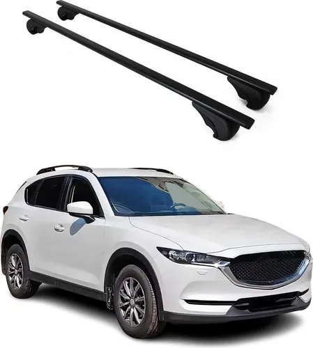 Dachträger Gepäckträger für Mazda CX-5 2017-2025 - Hochwertiger 2tlg. Metalldachträger in Schwarz, speziell für Mazda CX-5, mit aerodynamischem Design für einfache Installation und vielseitige Nutzung.