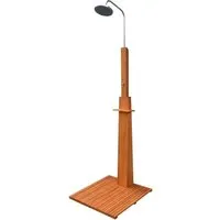 vidaXL Gartendusche Eukalyptus Holz - Outdoor-Dusche mit robustem Stahlrahmen, ideal für Garten und Pool mit höhenverstellbarem Duschkopf
