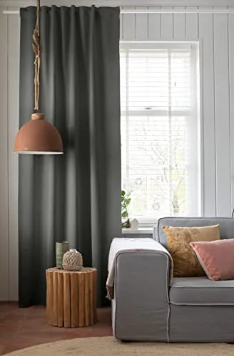Elbersdrucke Midnight 07 grau Gardine - Scheibengardinen & Kurzstores mit verdeckten Schlaufen und Bleistiftfaltenband, ideal für effektive Verdunkelung und Wärmeisolierung.