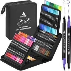 Tritart Kalligraphie-Stift 100er Set Pinselstifte für Deutschsprachige Künstler, (100-tlg), 100er Set Dual Brush Pen für Deutschsprachige bunt
