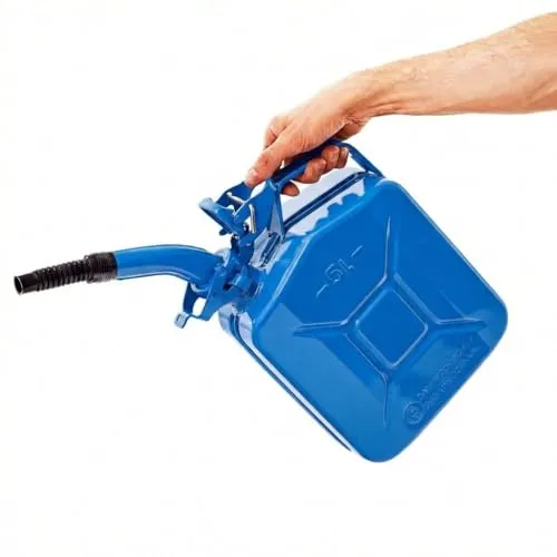 BW® Benzinkanister Metall 5 Liter mit Ausgießer - TÜV-geprüft und UN-zugelassen - Robuster 5L Metallkanister aus 0,9mm Stahl, ideal für Benzin, Diesel und E10. Praktischer Ausgießer für sauberes Betanken. TÜV- und UN-zertifiziert für höchste Sicherheitsansprüche.