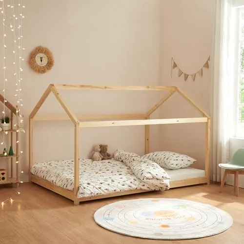 [en.casa] Kinderbett Cerro - Charmantes Hausbett aus massiver Kiefer - Betten für Kinderzimmer, zaubert eine gemütliche Atmosphäre mit einladender Hausoptik und sorgt für Geborgenheit beim Träumen.