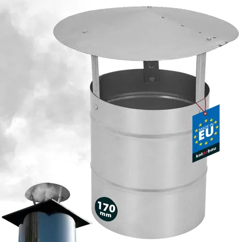 KOTARBAU® Schornsteinabdeckung ø 170 mm Kaminhaube Schornstein Regenhaube Schornsteinhaube Kaminaufsatz verzinkter Stahl Silber