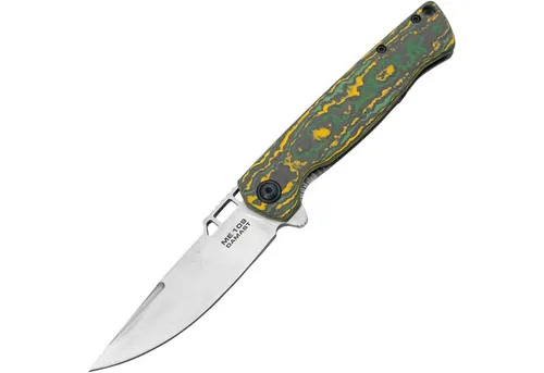 Böker Plus Taschenmesser ME 109 Damast - Taschenmesser mit 8 cm Damastklinge und Griff aus Kohlefaser, ideal für Outdoor-Enthusiasten und Sammler.