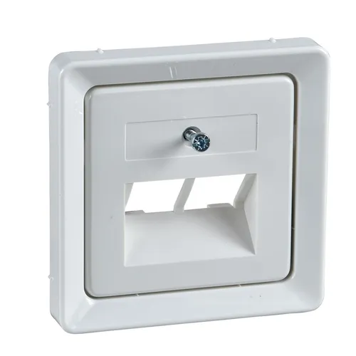 Elso 206414 Zentralplatte für 2xRJ45 ohne Schriftfeld, gerade (parallel zur Wand), bruchfest, Fashion, reinweiß glänzend