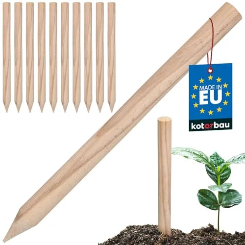 KOTARBAU® 10er Set Bohnenstangen Holz 40 cm Holzpflock Holzpflöcke Holzpfahl Holz Pfahl aus Buchenholz Pflanzstäbe Absteckpfähle Holzpfahl Holzpfosten Erdungsstab Hartholzpfähl ErdungsspießRund