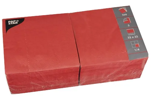 PAPSTAR Lunch-Servietten 330 x 330 mm 3-lagig rot 250 Stück