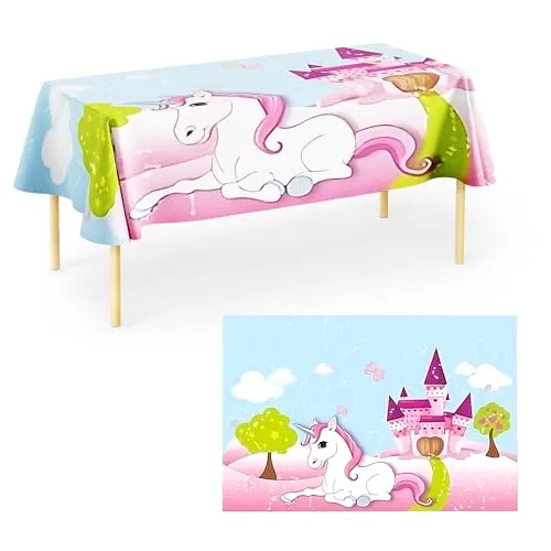 Procos 85674 - Tischdecke Einhorn, Größe 120 x 180 cm, Partydekoration, Kindergeburtstag
