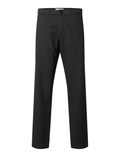 SELECTED HOMME Chinohose SLH175-SLIM MILES BRUSHED PANTS - Modische Herren-Chinohose in Dunkelgrau, slim fit, aus pflegeleichtem Webstoff für coole Freizeit-Outfits. Ideal für den Alltag und vielseitig kombinierbar.