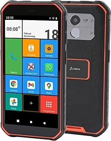 Olympia Mobiltelefon TREK Outdoor - IP68 Wasser- und Staubschutz, 5000mAh Akku und integrierte LED-Taschenlampe für den Einsatz im Freien