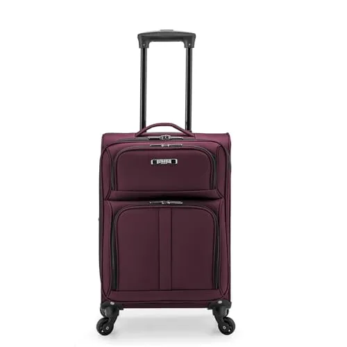 U.S. Traveler Anzio Softside Erweiterbarer Spinner Gepäck, burgunderfarben, Carry-on 22-Inch, Anzio Softside Erweiterbarer Spinner Gepäck