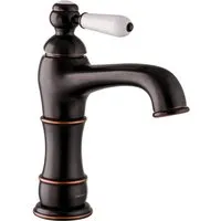 PaulGurkes Waschtischarmatur PGCLASSIC16BX-QP - Hochwertige Waschtischarmatur aus massivem Messing, mit eleganter schwarzer Oberfläche und Kupferelementen, ideal für modernes Baddesign und mit Wassersparfunktion.