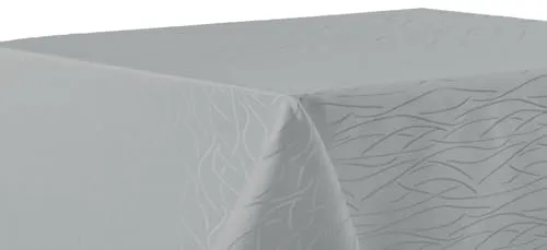 texpot Tischdecke 110 x 140 cm hellgrau Streifen bügelfrei Tischtuch fleckabweisend