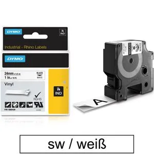 Dymo 1805430 Rhino 24mm Schriftband IND weiß Vinyl von DYMO