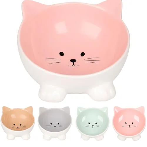 Katzennapf Keramik – 125 ml Ø13,8 cm – Spülmaschinenfestes Design für Katzen in Rosa – Flamingo Katzennapf Puzi Rosa