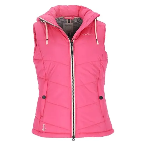 Dry Fashion Damen Steppweste Rügen - Leichte, taillierte Weste mit abnehmbarer Kapuze in Pink, Größe 40 - Funktionsjacke mit windabweisendem Material und abnehmbarer Kapuze, ideal für unbeständiges Wetter und Outdoor-Aktivitäten.