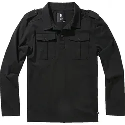 Brandit Willis Poloshirt Long Sleeve - Schwarz, Größe L - Poloshirt für Herren mit langem Arm, aus langlebiger Baumwolle, ideal für lässige Anlässe und bequemes Tragen.