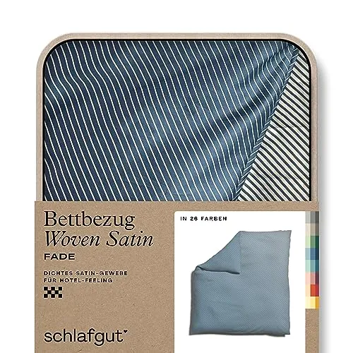 Schlafgut Bettdeckenbezug Woven Satin Fade, 240x220 cm - Bettwäsche in Blau und Hellgrau mit Farbverlauf, Oeko-Tex® zertifiziert, pflegeleicht und atmungsaktiv für einen erholsamen Schlaf.
