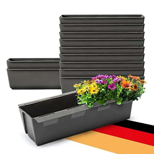 BigDean 12er Set Paletten Blumenkästen - Blumenkästen für Europaletten mit flexiblem Hängesystem, ideal für Garten, Balkon oder Terrasse. Hergestellt aus recyceltem PP-Kunststoff für nachhaltige Nutzung.