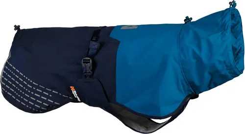 Non-stop dogwear FJORD RAINCOAT blue - Wasserdichter Hundemantel, Größe: 24 - Hundemäntel, wind- und wasserdicht mit 15.000 mm Wassersäule, bietet optimalen Schutz bei Regen und sorgt für Bewegungsfreiheit beim Spielen.