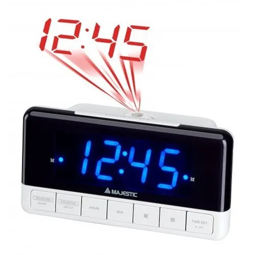 Majestic SVE337P Weiße E200 Digitale Weckuhr Mit Alarm Und Projektion