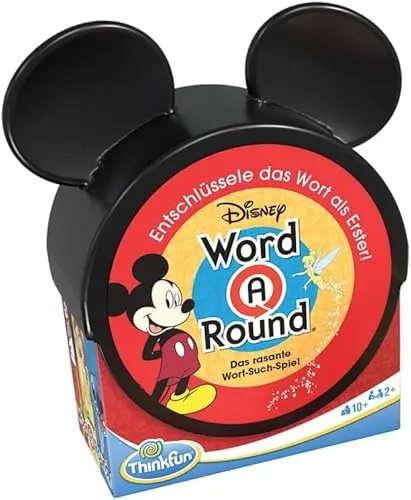 ThinkFun - Disney Word A Round, Brettspiel für die ganze Familie, 2+ Spieler, Geschenkidee für Kinder und Jugendliche ab 10 Jahren, italienische Ausgabe