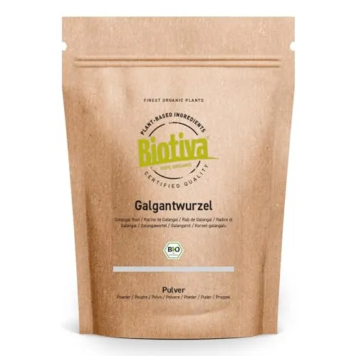 Galgantwurzel gemahlen Bio 100g - Alpina galanga - vegan - Galgantpulver - Abgefüllt und kontrolliert in Deutschland - Biotiva