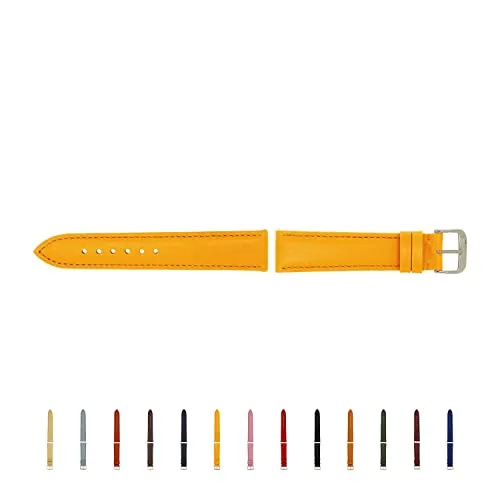 SELVA Uhrenarmband 16 mm, Gelb - Smartwatch Ersatzarmband aus hochwertigem Leder, handgefertigt in Deutschland, mit Quick Release-Federstegen für einfachen Wechsel und maximalem Tragekomfort.
