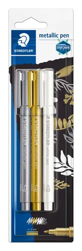 Staedtler Marker metallic pen gold, silber & white BK retail