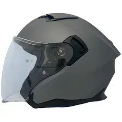 Apex JI200 Solid Jethelm - Grau - M - Motorradhelm mit hochentwickeltem ABS-Material, versenkbarem Sonnenvisier und atmungsaktivem Innenfutter für optimalen Komfort und Sicherheit.