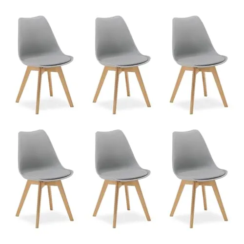 Produktbild Homestyle4u Polsterstuhl Küchenstuhl 6er Set in Grau, Skandinavisches Design