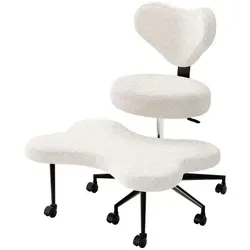 Ergonomischer Meditations-Bürostuhl mit Lordosenstütze in weiß von Pinmoco